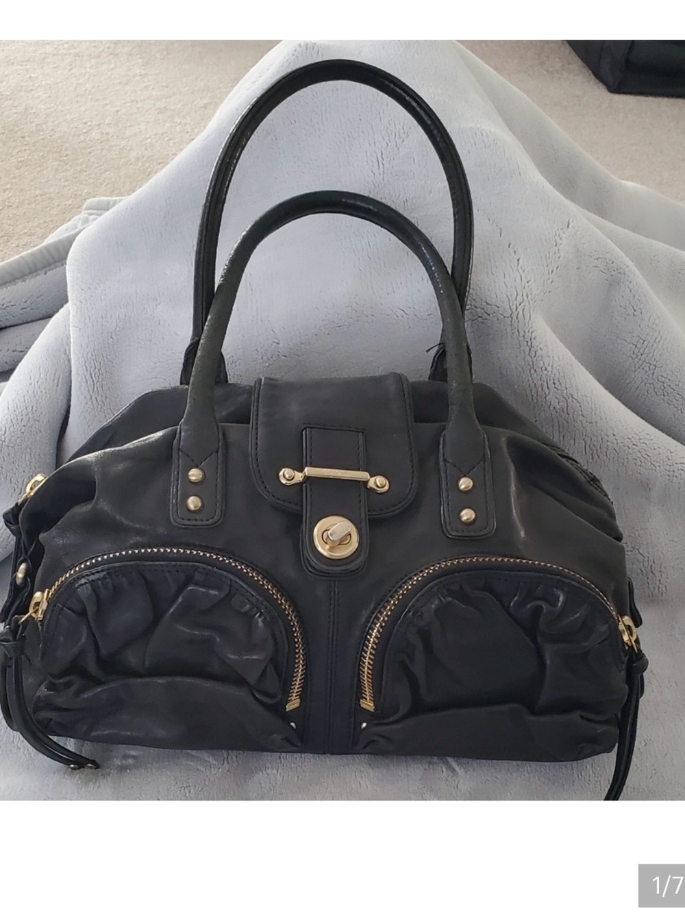 Reposh! Botkier Black Leather Satchel Handbag with Gold Hardware